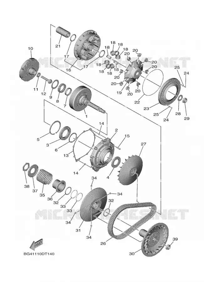 EMBRAYAGE DE DEMARREUR Yamaha SIDE BY SIDE 850 2021 WOLVERINE  YX85FPSM / YXF850ES