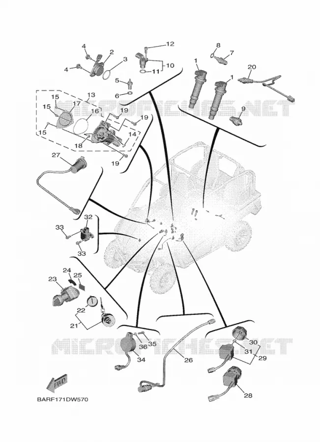 PARTIE ELECTRIQUE 1 Yamaha SIDE BY SIDE 850 2021 WOLVERINE  YX85FPAM / YXF850E