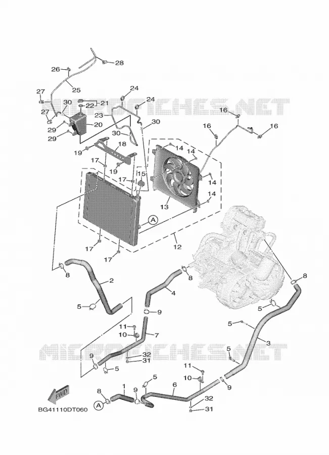 RADIATEUR / DURITES Yamaha SIDE BY SIDE 850 2021 WOLVERINE  YX85FPAM / YXF850E