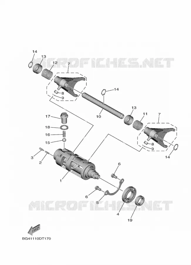 BARILLET DE SELECTION / FOURCHETTES Yamaha SIDE BY SIDE 850 2021 WOLVERINE  YX85FPAM / YXF850E