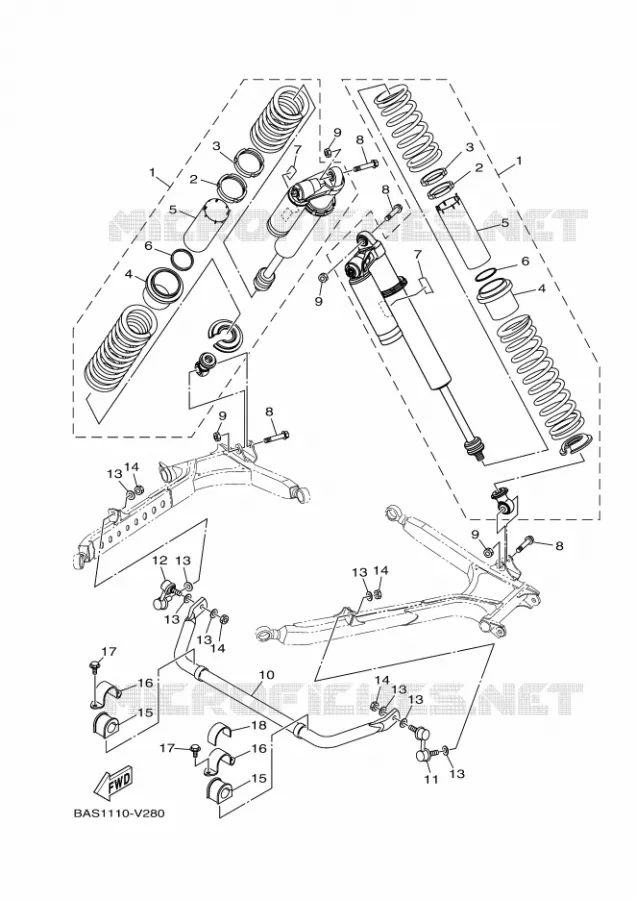 AMORTISSEUR ARRIERE Yamaha SIDE BY SIDE 1000 2021 YXZ  YX10ZXPSM / YXZ1000ETS