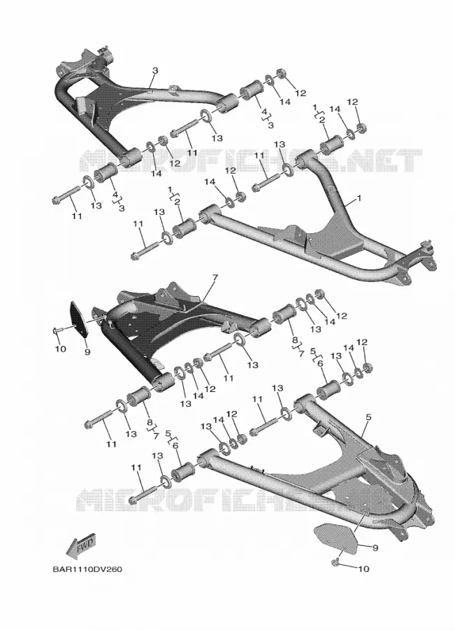 BRAS ARRIERE Yamaha SIDE BY SIDE 850 2020 WOLVERINE  YX85FPAL / YXF850E