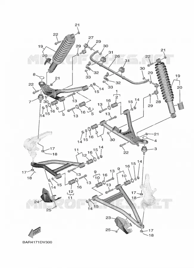 SUSPENSION / ROUE AVANT Yamaha SIDE BY SIDE 850 2020 WOLVERINE  YX85FPAL / YXF850E