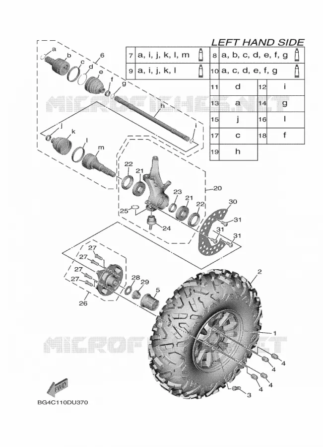 ROUE AVANT Yamaha SIDE BY SIDE 850 2020 WOLVERINE  YX85FPAL / YXF850E