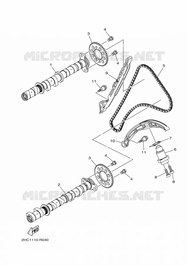 ARBRE A CAMES / CHAINE DE DISTRIBUTION Yamaha SIDE BY SIDE 1000 2020 YXZ  YX10ZXPSL / YXZ1000ETS