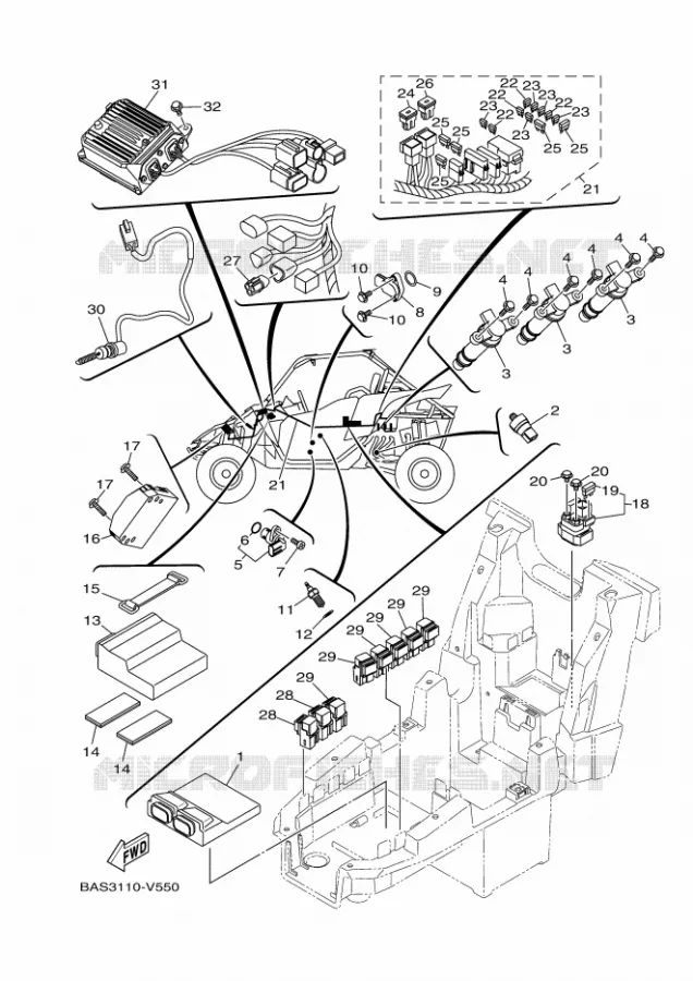 PARTIE ELECTRIQUE 1 Yamaha SIDE BY SIDE 1000 2020 YXZ  YX10ZXPSL / YXZ1000ETS