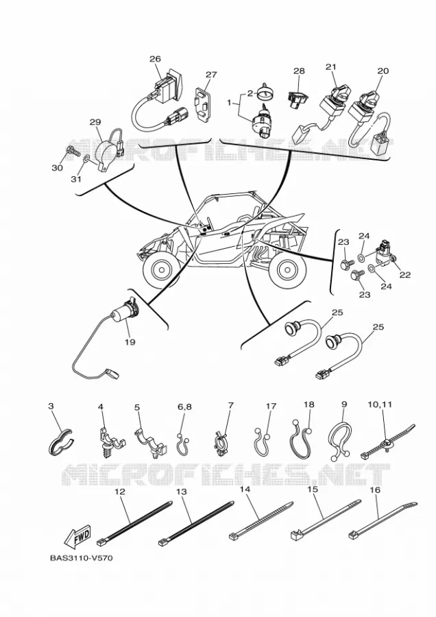 PARTIE ELECTRIQUE 3 Yamaha SIDE BY SIDE 1000 2020 YXZ  YX10ZXPSL / YXZ1000ETS