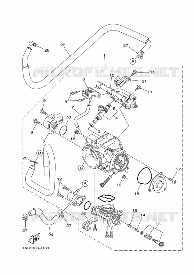 BOITIER PAPILLON INJECTION Yamaha QUAD 700 2020 RAPTOR  YF70RSL / YFM700R