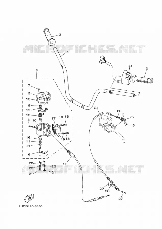 GUIDON ET CABLES Yamaha QUAD 700 2020 GRIZZLY  YF70GPL / YFM700FWAD