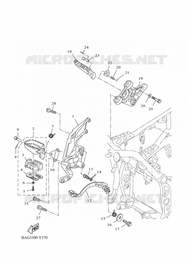 SUPPORT / REPOSE PIEDS 2 Yamaha MOTO 700 2025 TENERE  XTZ690D