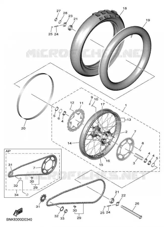 ROUE ARRIERE Yamaha MOTO 450 2025 WRF  WR450F