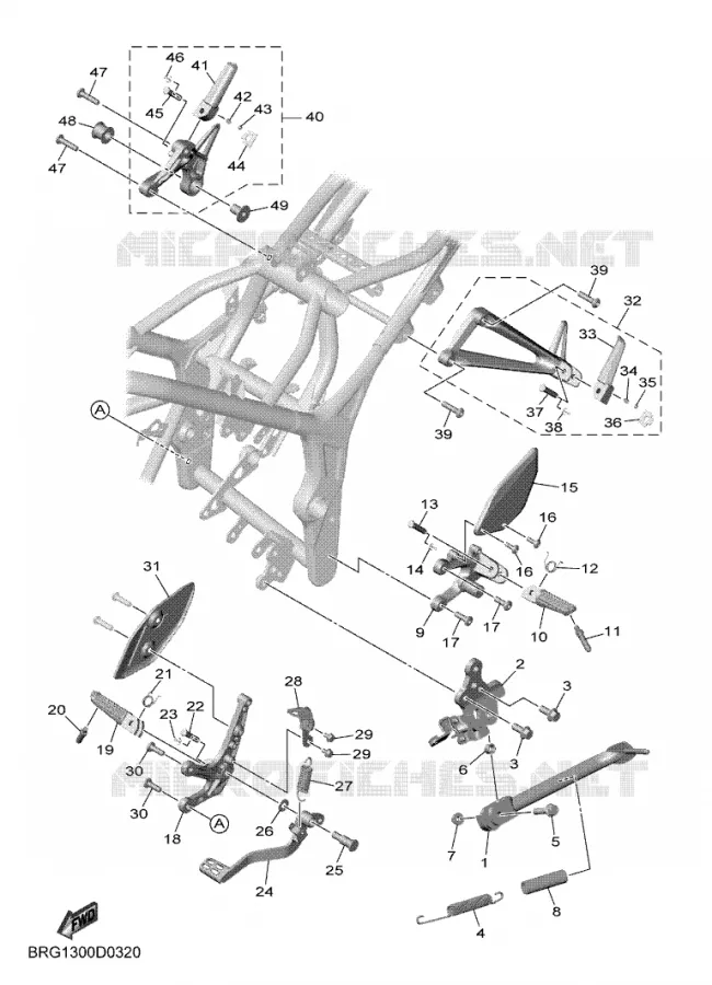 SUPPORT / REPOSE PIEDS Yamaha MOTO 300 2025 MT  MTN320-A