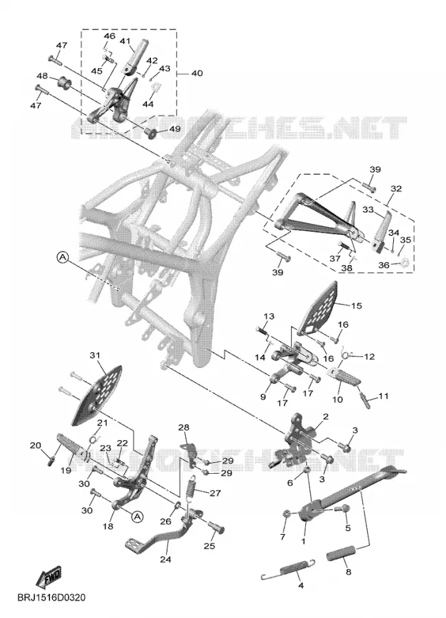 SUPPORT / REPOSE PIEDS Yamaha MOTO 250 2025 MT  MTN250-A