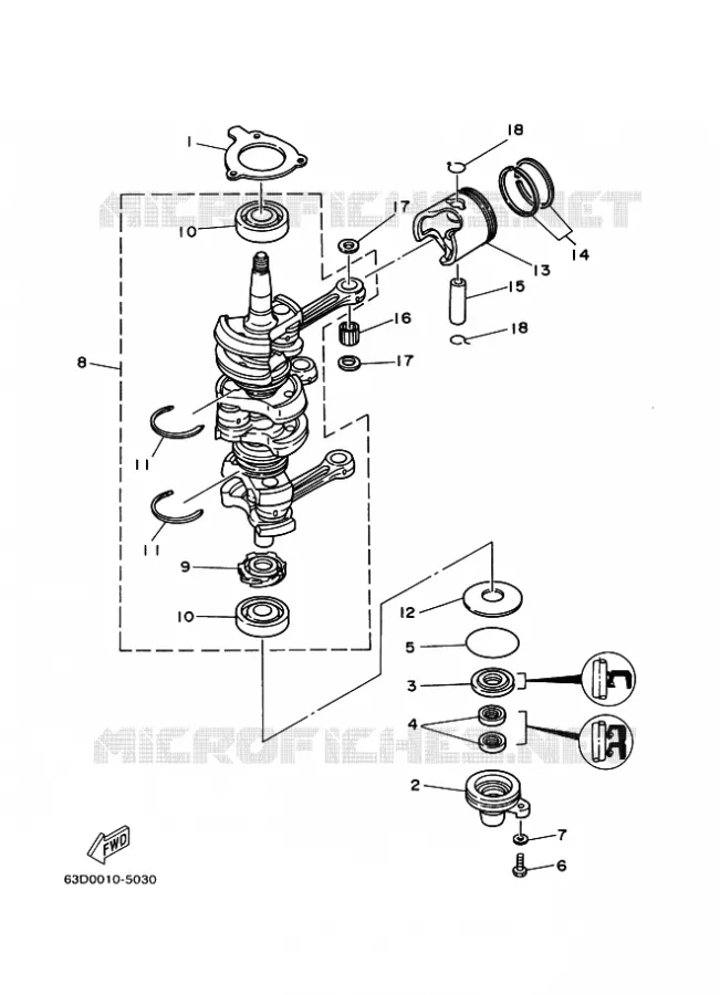 VILEBREQUIN / PISTON Yamaha OUTBOARD ENGINES 40hp (29.4kW) 2012 40  40VMHOS