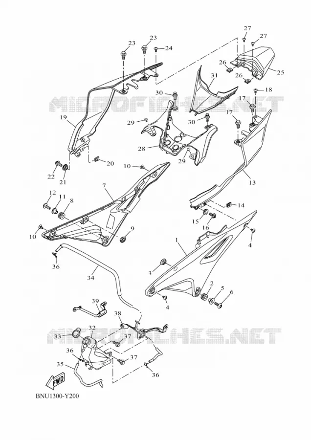 COUVERCLE LATERAL Yamaha MOTO 125 2025 R125  YZF125-A