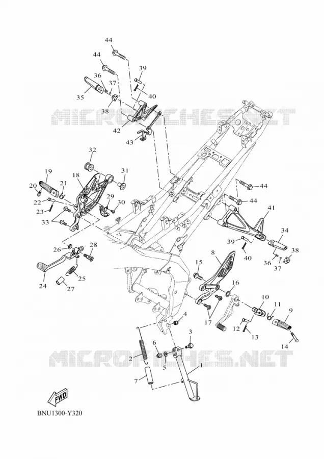 SUPPORT / REPOSE PIEDS Yamaha MOTO 125 2025 R125  YZF125-A