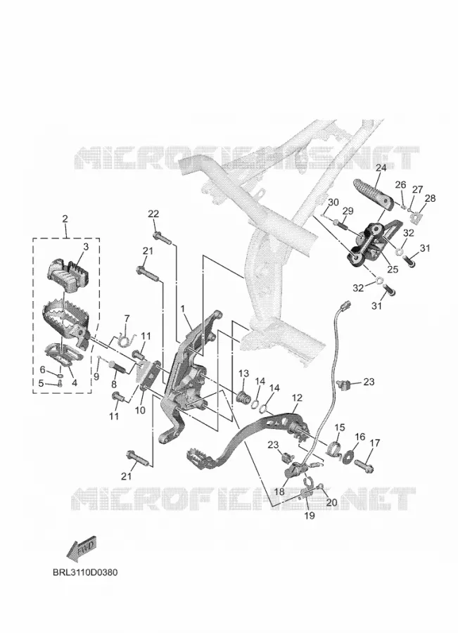 SUPPORT / REPOSE PIEDS 2 Yamaha MOTO 700 2025 TENERE  XTZ690