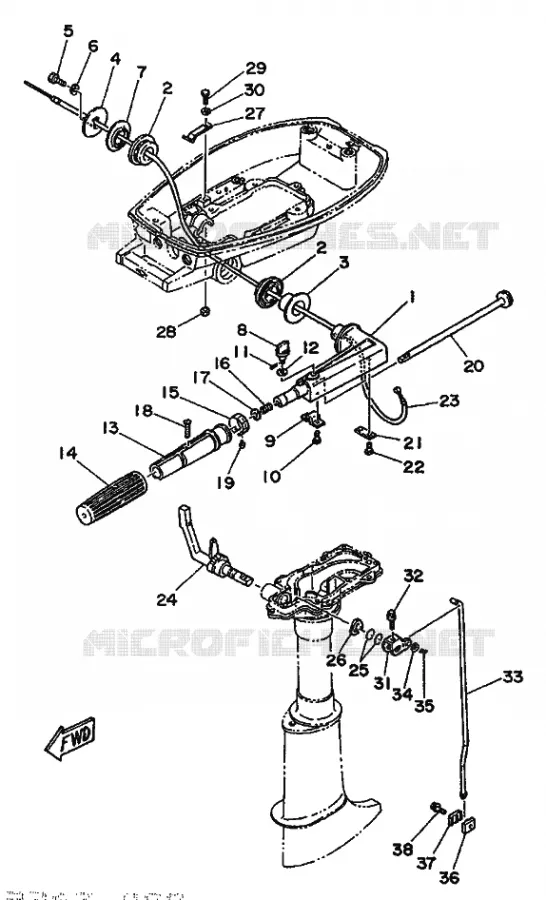 COMMANDE D'ACCELERATEUR Yamaha OUTBOARD ENGINES 4hp (2.9kW) 1990 4  4AC