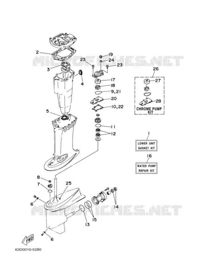 KIT DE REPARATION 2 Yamaha OUTBOARD ENGINES 40hp (29.4kW) 2005 40  40VMHOS