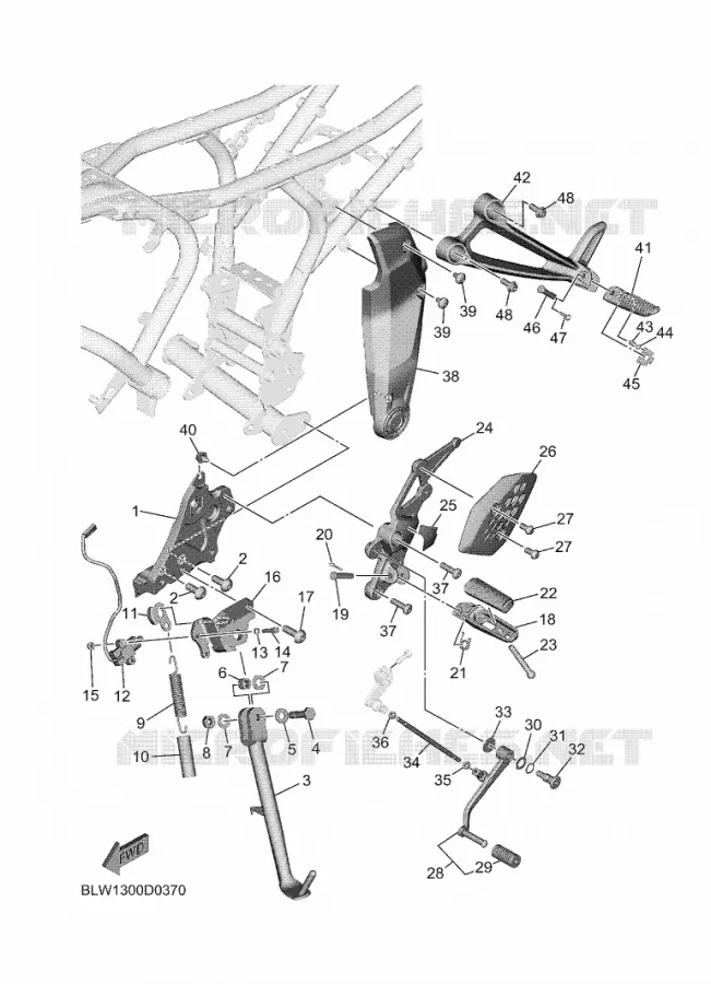 SUPPORT / REPOSE PIEDS Yamaha MOTO 700 2025 MT  MTN690