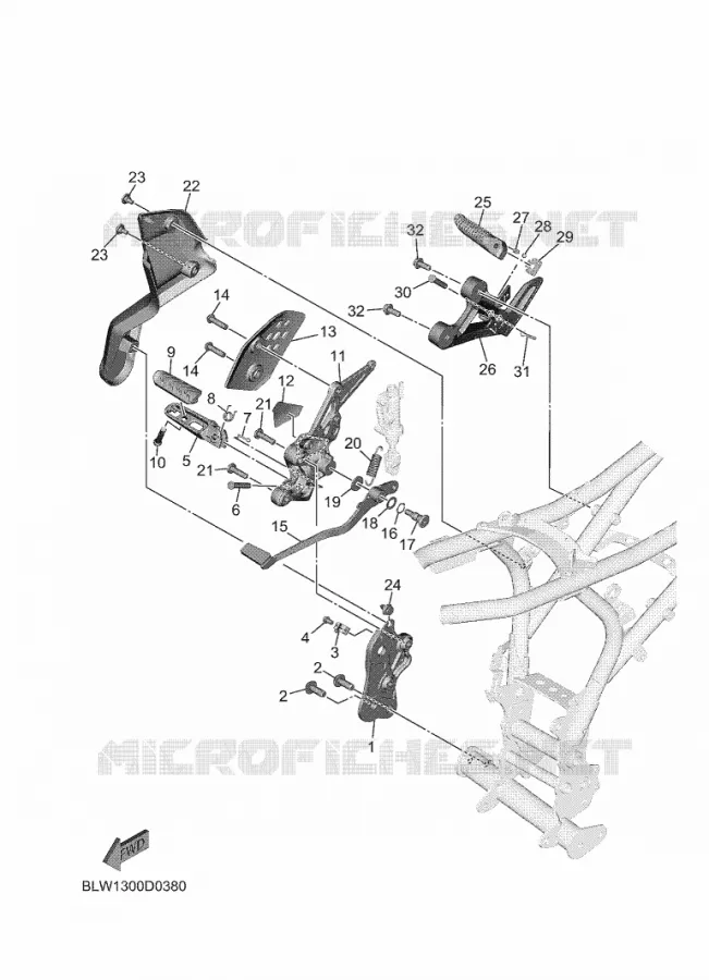 SUPPORT / REPOSE PIEDS 2 Yamaha MOTO 700 2025 MT  MTN690-U
