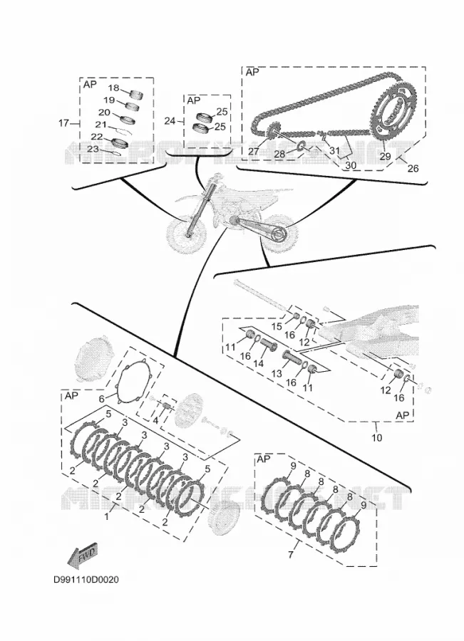 KIT PIECES D'ENTRETIEN Yamaha MOTO 65 2025 YZ  YZ65