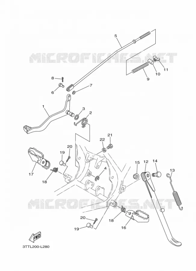 SUPPORT / REPOSE PIEDS Yamaha MOTO 125 2025 DT  DT125