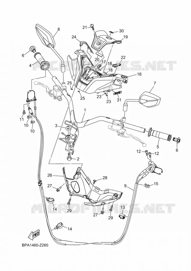 GUIDON ET CABLES Yamaha SCOOTER 125 2025 NMAX  GPD125D-A