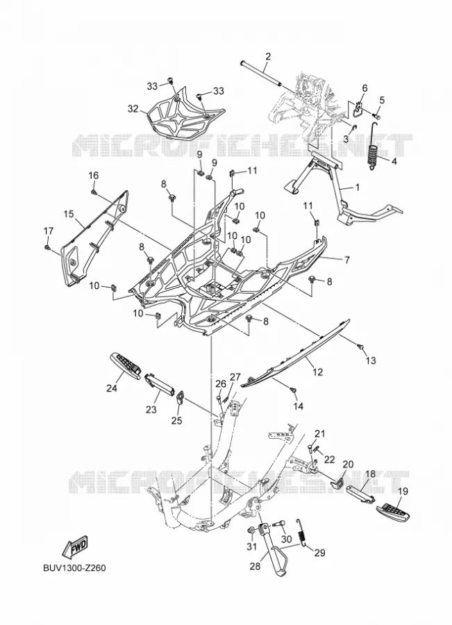 BEQUILLE / REPOSE PIEDS Yamaha SCOOTER 125 2025 RAYZR  LCG125