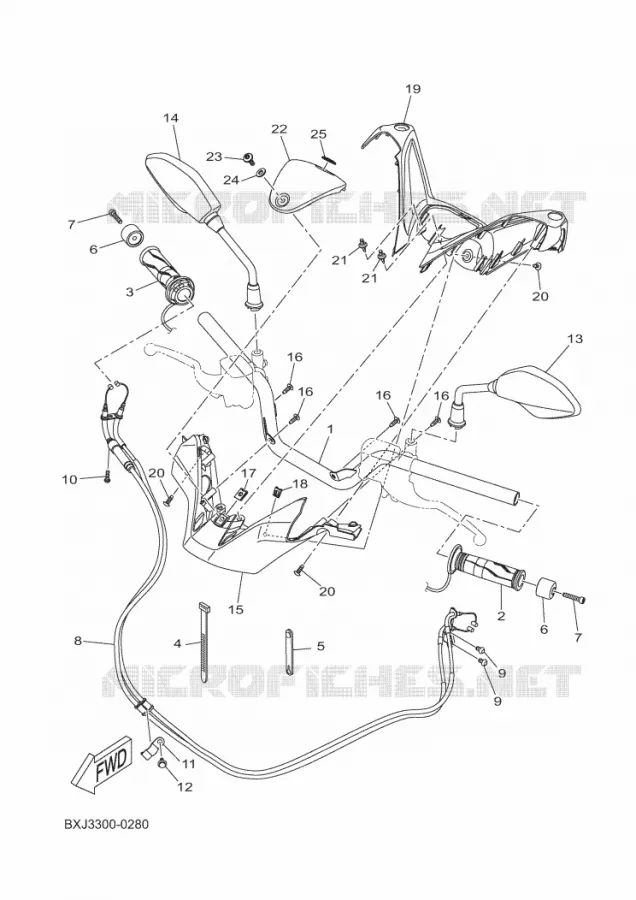 GUIDON ET CABLES Yamaha SCOOTER 300 2025 XMAX  CZD300D-A