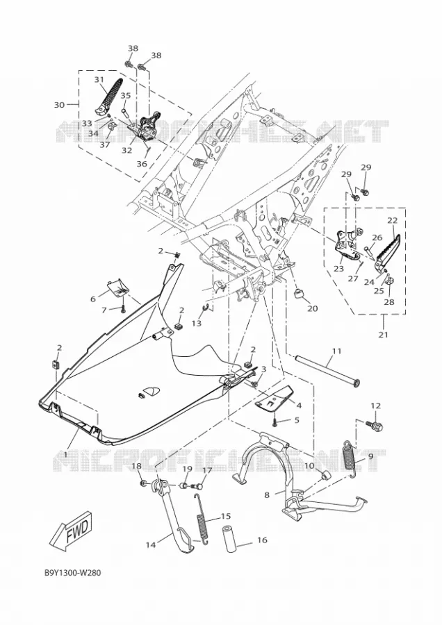 BEQUILLE / REPOSE PIEDS Yamaha SCOOTER 125 2025 XMAX  YP125R-DA