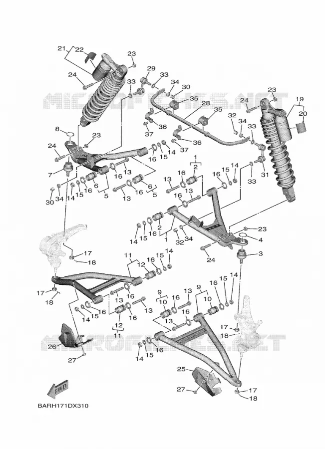 SUSPENSION / ROUE AVANT Yamaha SIDE BY SIDE 850 2025 WOLVERINE  YXF850ES / YX85FSS