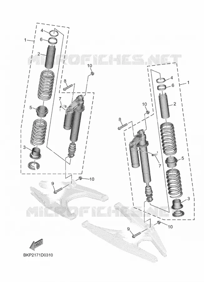 AMMORTISSEUR ARRIERE Yamaha SIDE BY SIDE 1000 2025 WOLVERINE  YXE1000EWS / YX10ERSS