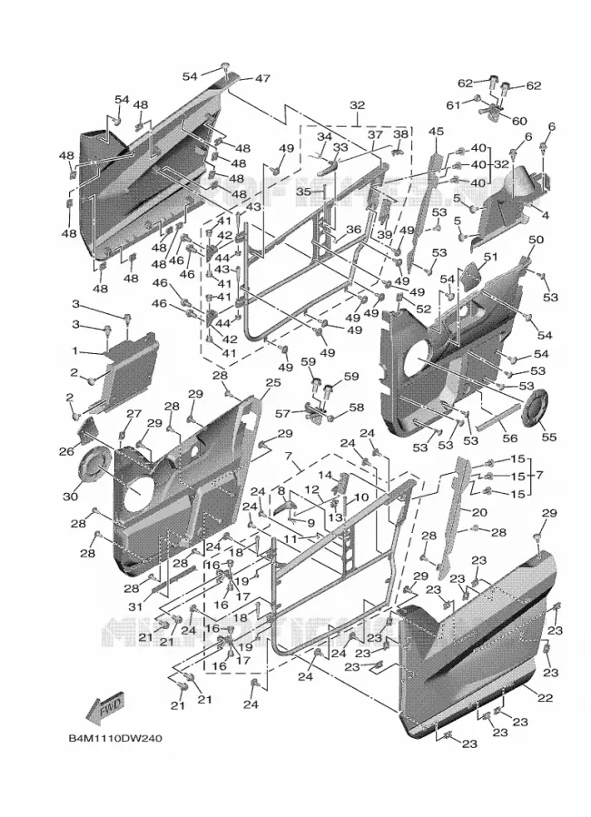COUVERCLE LATERAL Yamaha SIDE BY SIDE 1000 2025 WOLVERINE  YXE1000EW / YX10ERAS