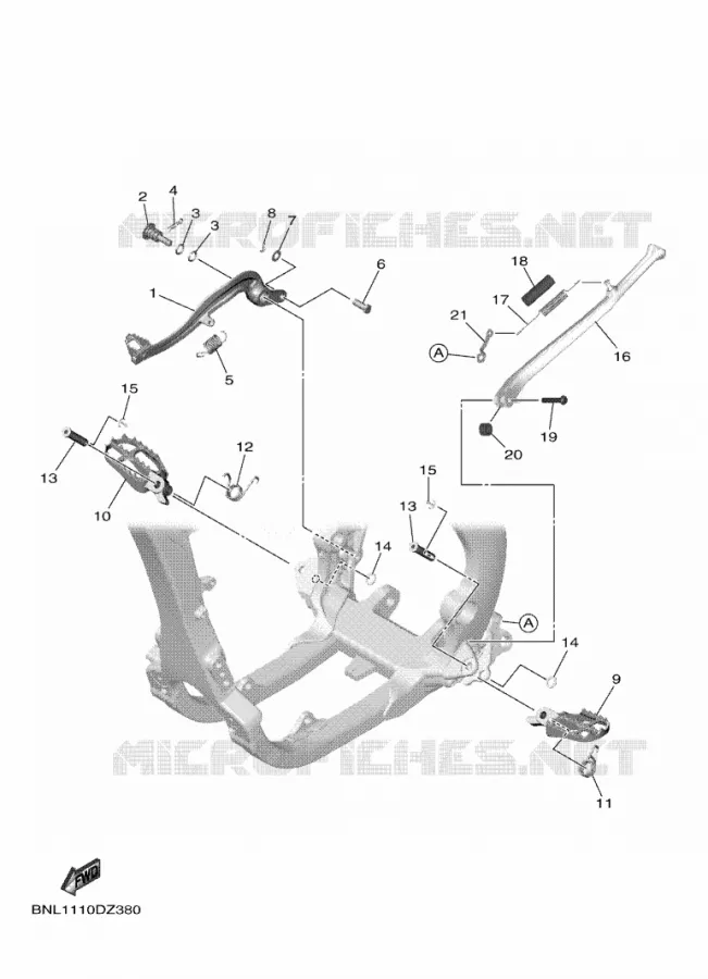 SUPPORT / REPOSE PIEDS Yamaha MOTO 250 2025 YZF  YZ250FX