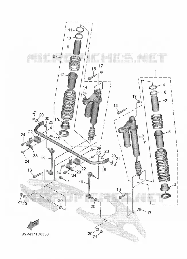 AMORTISSEUR ARRIERE Yamaha SIDE BY SIDE 1000 2025 WOLVERINE  YXF1000ELS