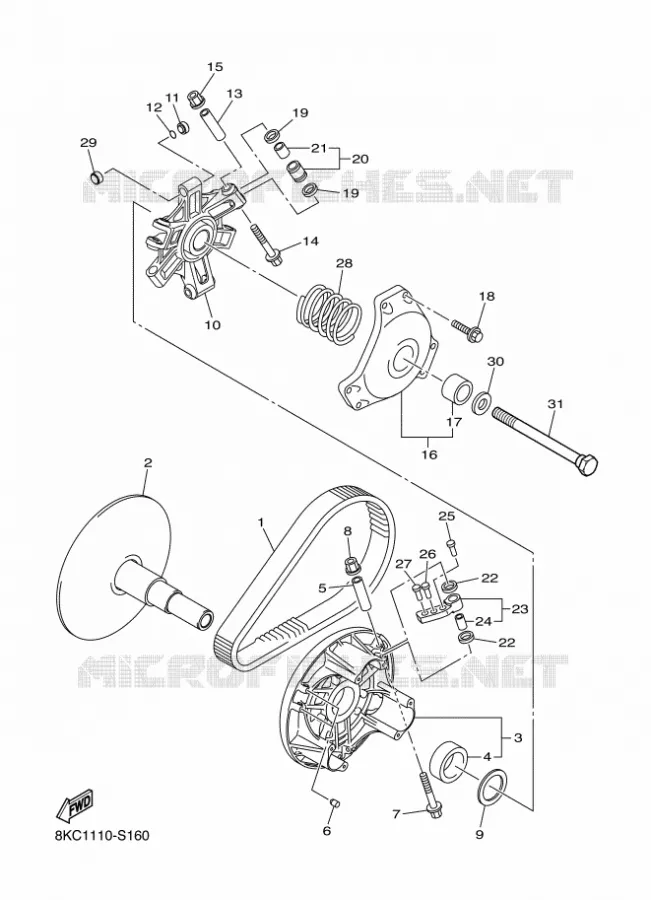 POULIE PRIMAIRE Yamaha snowmobiles 1000 2025 SIDEWINDER  SRS10SGP
