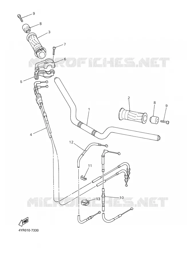 GUIDON ET CABLES Yamaha MOTO 600 2001 FAZER  FZS600