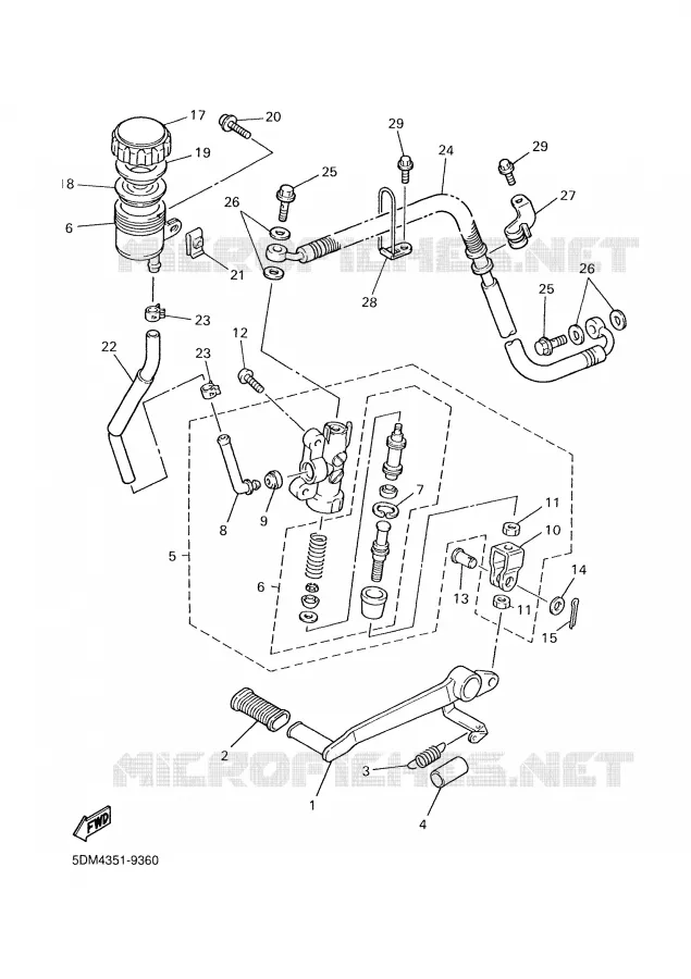 MAITRE CYLINDRE DE FREIN ARRIERE Yamaha MOTO 600 2002 FAZER  FZS600