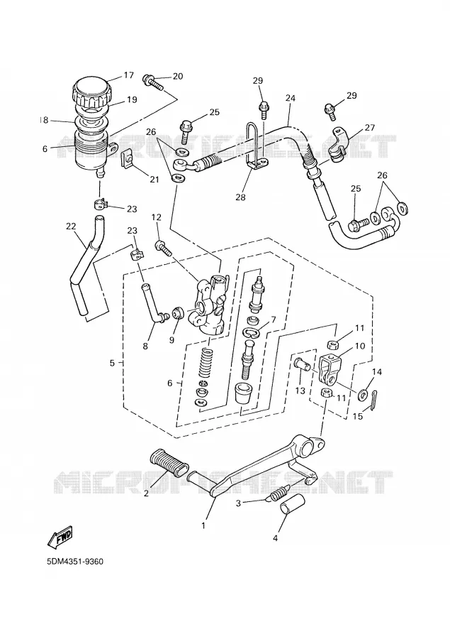 MAITRE CYLINDRE DE FREIN ARRIERE Yamaha MOTO 600 2002 FAZER  FZS600