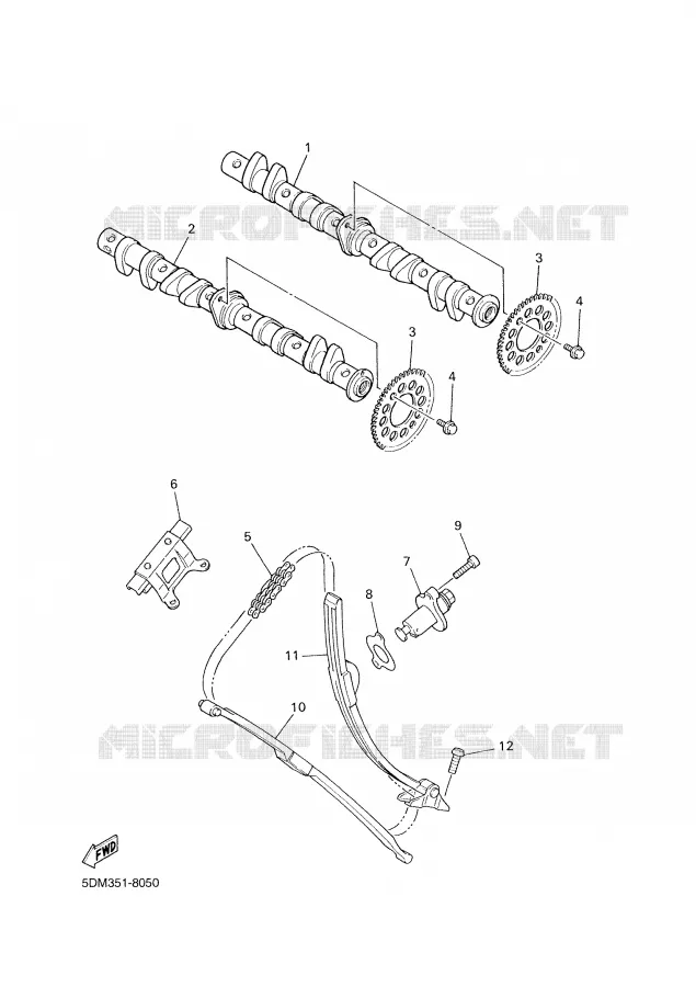 ARBRE A CAMES / CHAINE DE DISTRIBUTION Yamaha MOTO 600 2003 FAZER  FZS600