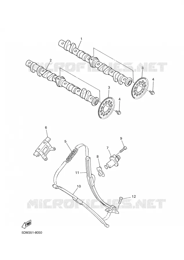 ARBRE A CAMES / CHAINE DE DISTRIBUTION Yamaha MOTO 600 2003 FAZER  FZS600R
