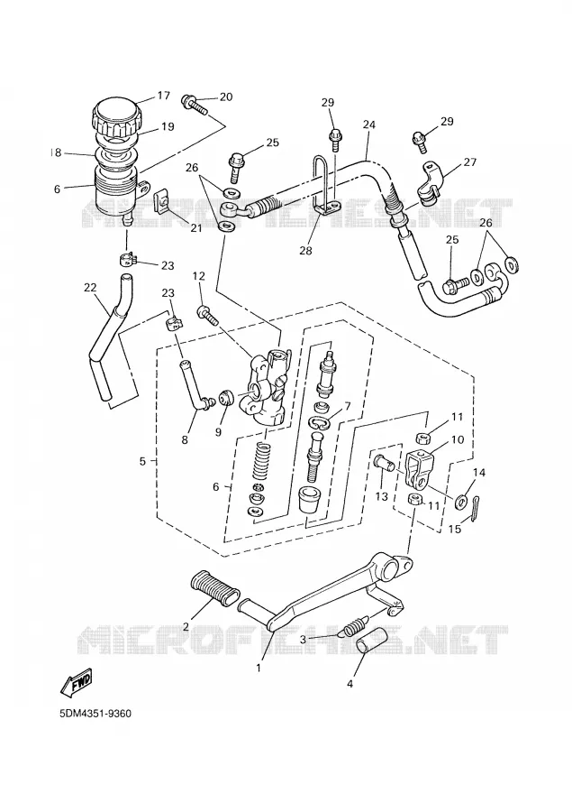 MAITRE CYLINDRE DE FREIN ARRIERE Yamaha MOTO 600 2001 FAZER  FZS600S