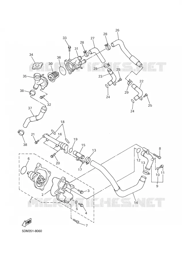 POMPE A EAU / DURITES Yamaha MOTO 600 2000 FAZER  FZS600SP