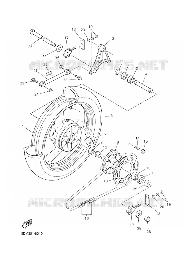 ROUE ARRIERE Yamaha MOTO 600 2000 FAZER  FZS600SP