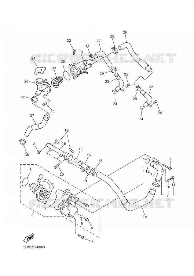POMPE A EAU / DURITES Yamaha MOTO 600 2000 FAZER  FZS600SP