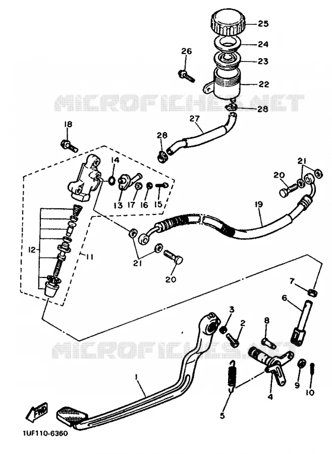 MAITRE CYLINDRE DE FREIN ARRIERE Yamaha MOTO 750 1988 FZX  FZX750