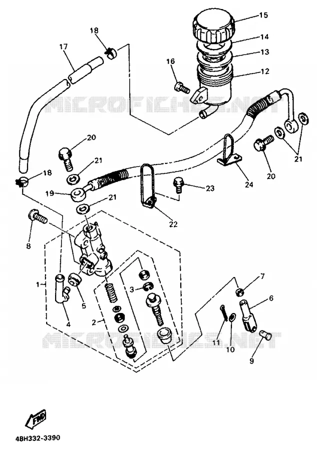 MAITRE CYLINDRE DE FREIN ARRIERE Yamaha MOTO 1000 1993 GTS  GTS1000