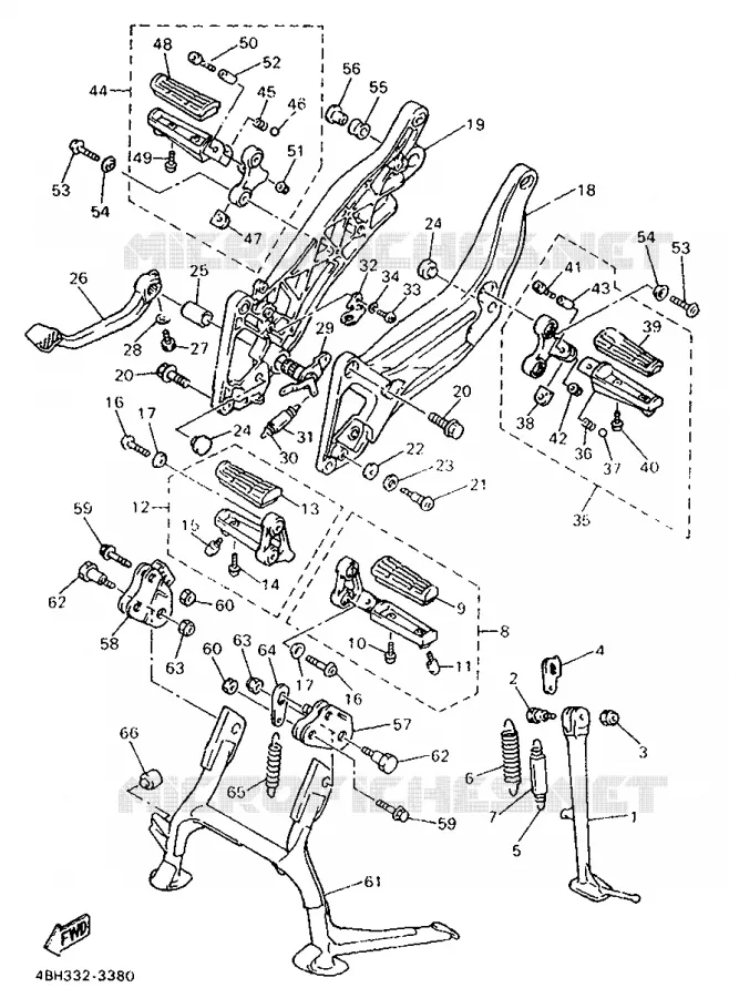 SUPPORT / REPOSE PIEDS Yamaha MOTO 1000 1998 GTS  GTS1000