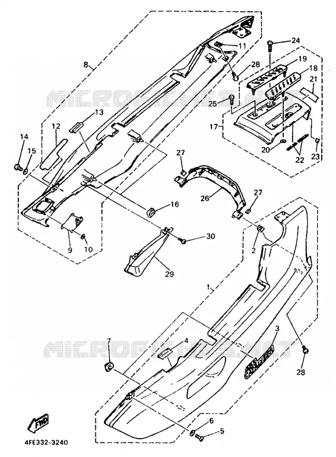 CACHE LATERAL - RESERVOIR D'HUILE Yamaha MOTO 1000 1993 GTS ABS  GTS1000A